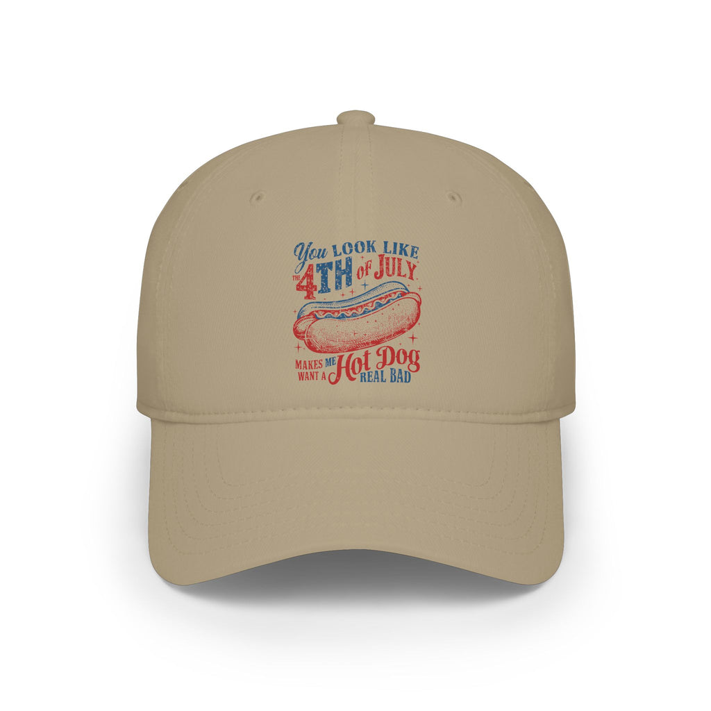 4th of July Hot Dog Baseball Cap — Fourth of July Patriotic Summer Hat